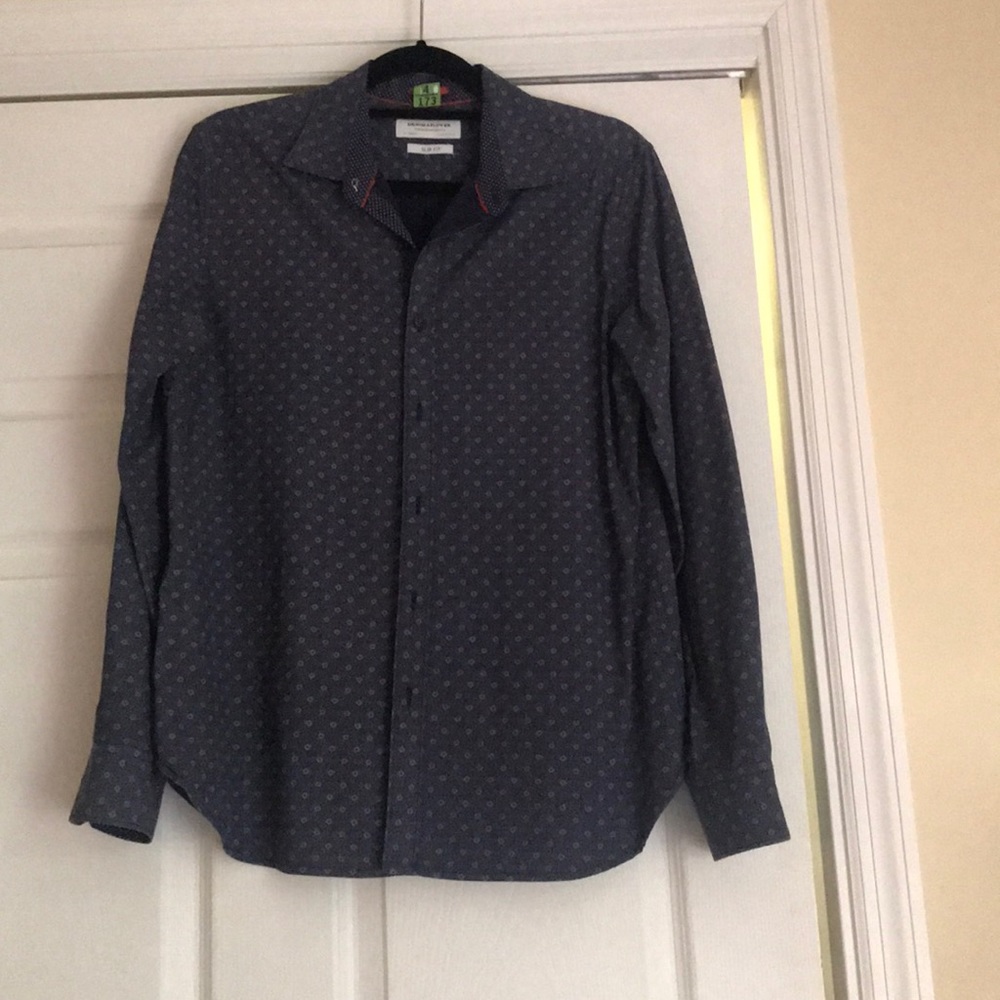 Blue patterned button down
